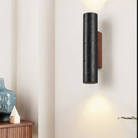 Minimalistische Zwarte Travertine Tube Wandlamp