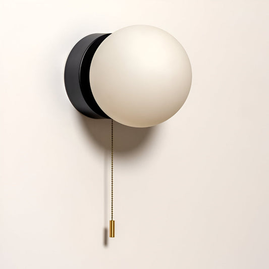 Noordse Minimalistische Glazen Bol Wandlamp LED 1-Licht met Trekkoord