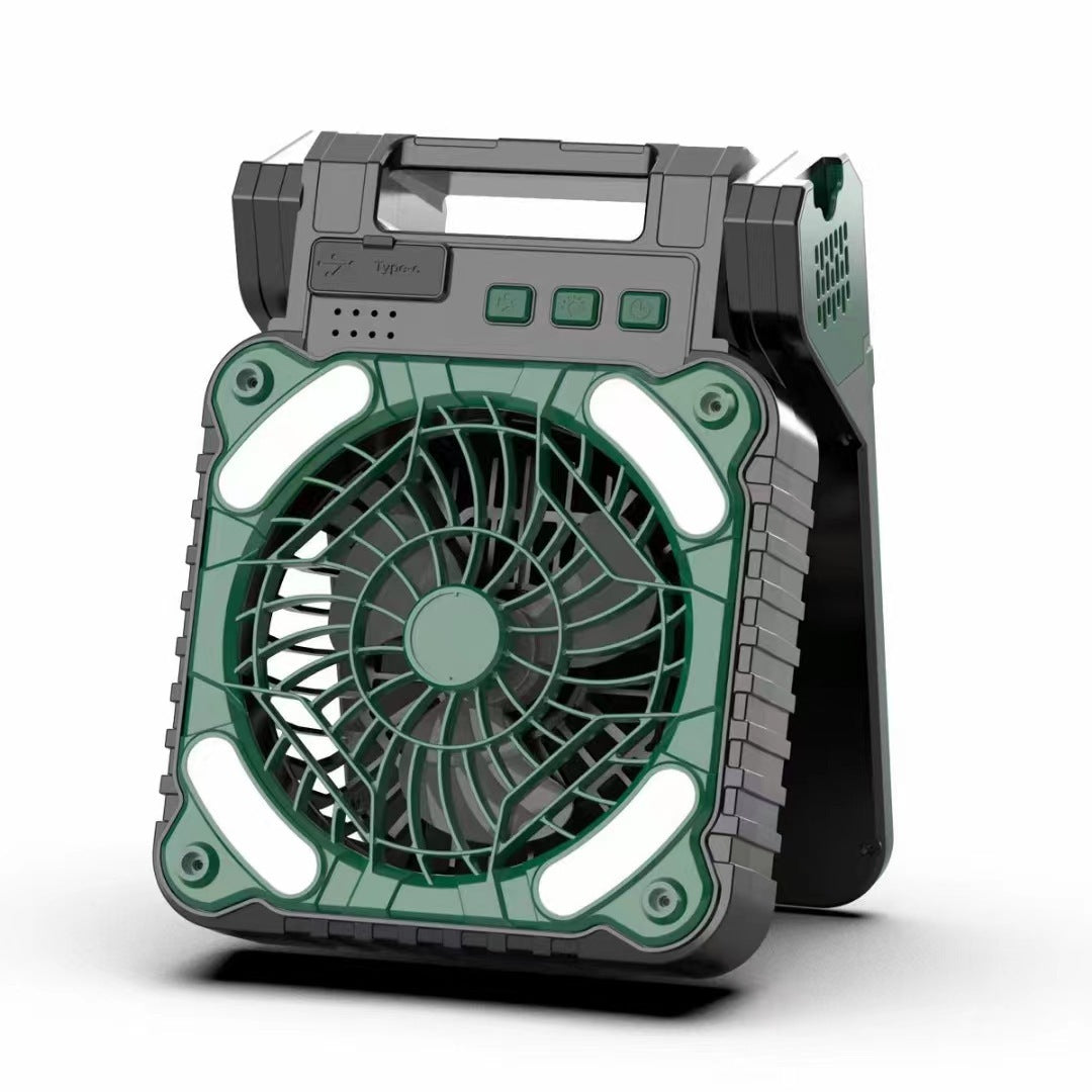 Koel draagbare oplaadbare robuuste bouwventilator met LED-schijnwerpers en USB Type-C-opladen Brehn