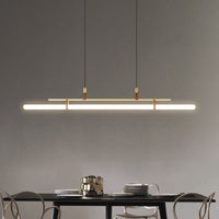 Inari Moderne Lineaire Metalen Hanglamp, Zwart/Goud