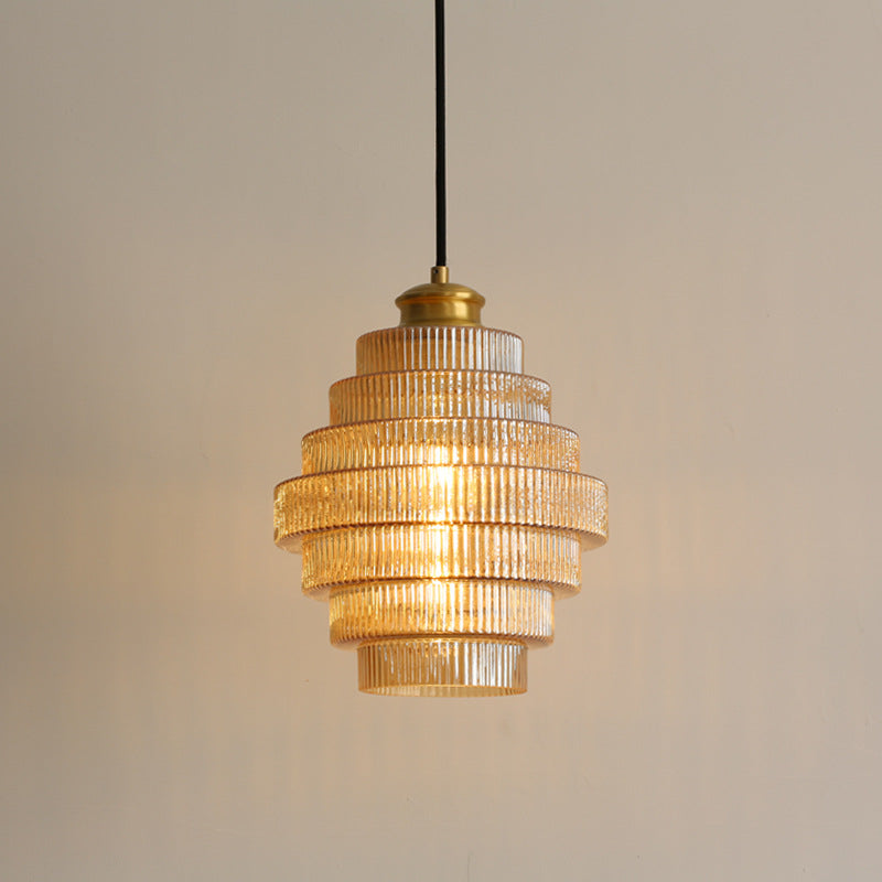 Vintage Laaghangende Glazen Lamp
