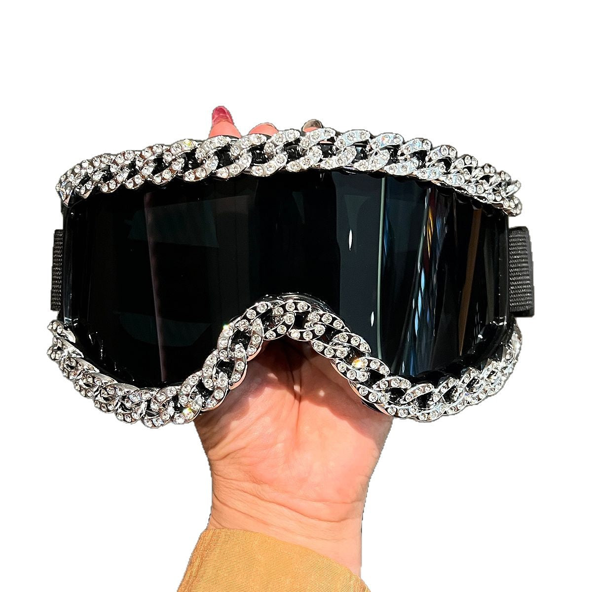 Vrouwenmodieuze skibril met strass versierde montuur van