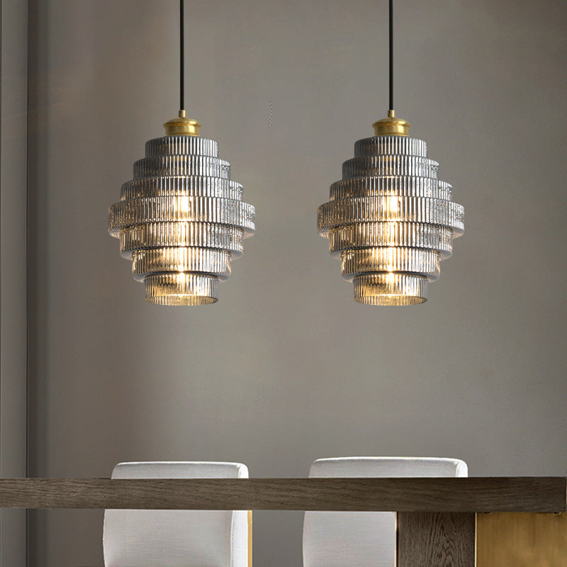 Vintage Laaghangende Glazen Lamp