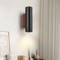 Minimalistische Zwarte Travertine Tube Wandlamp