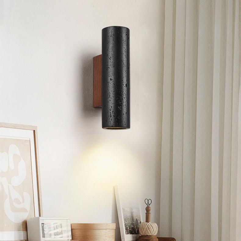 Minimalistische Zwarte Travertine Tube Wandlamp