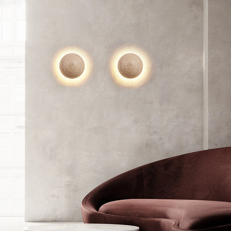Amber Loft Travertine Ronde Wandlamp