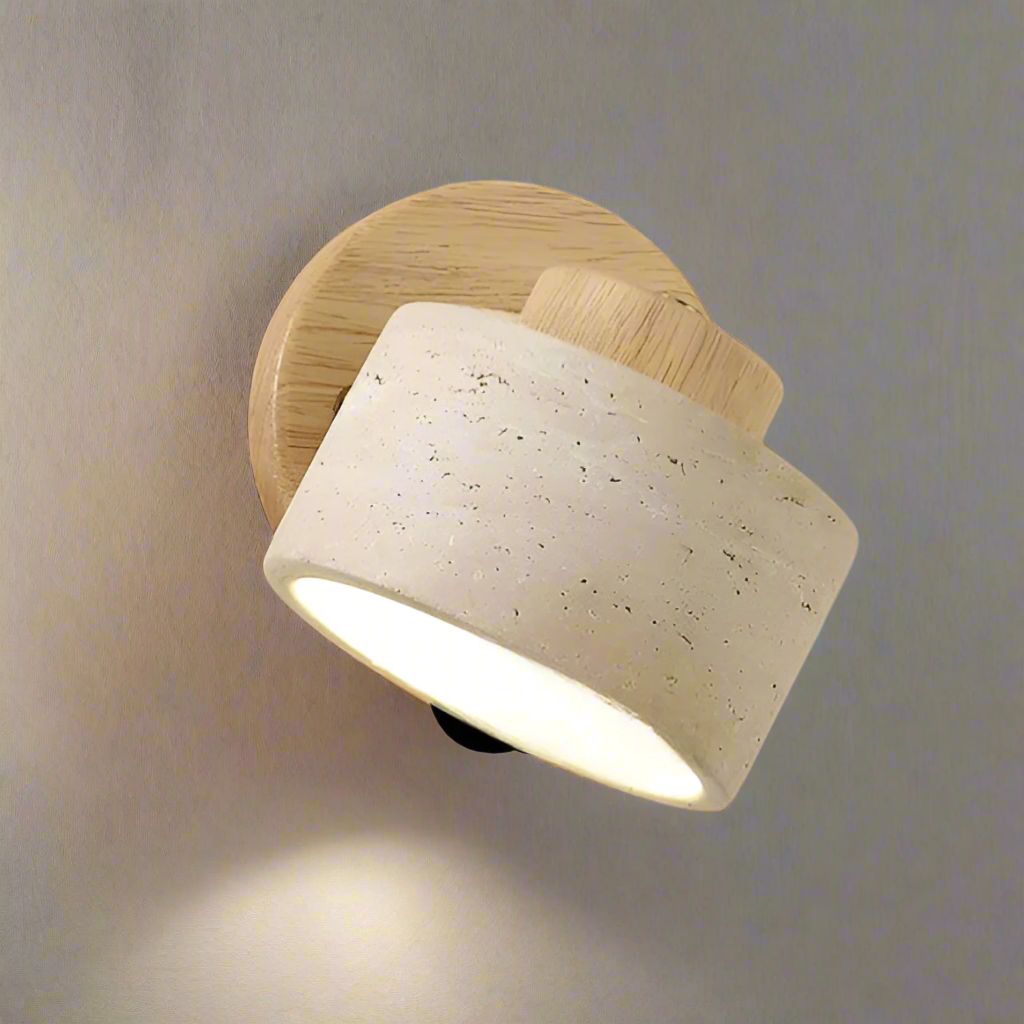 Studie Lezen Minimalistische Travertijn Steen Wandlamp