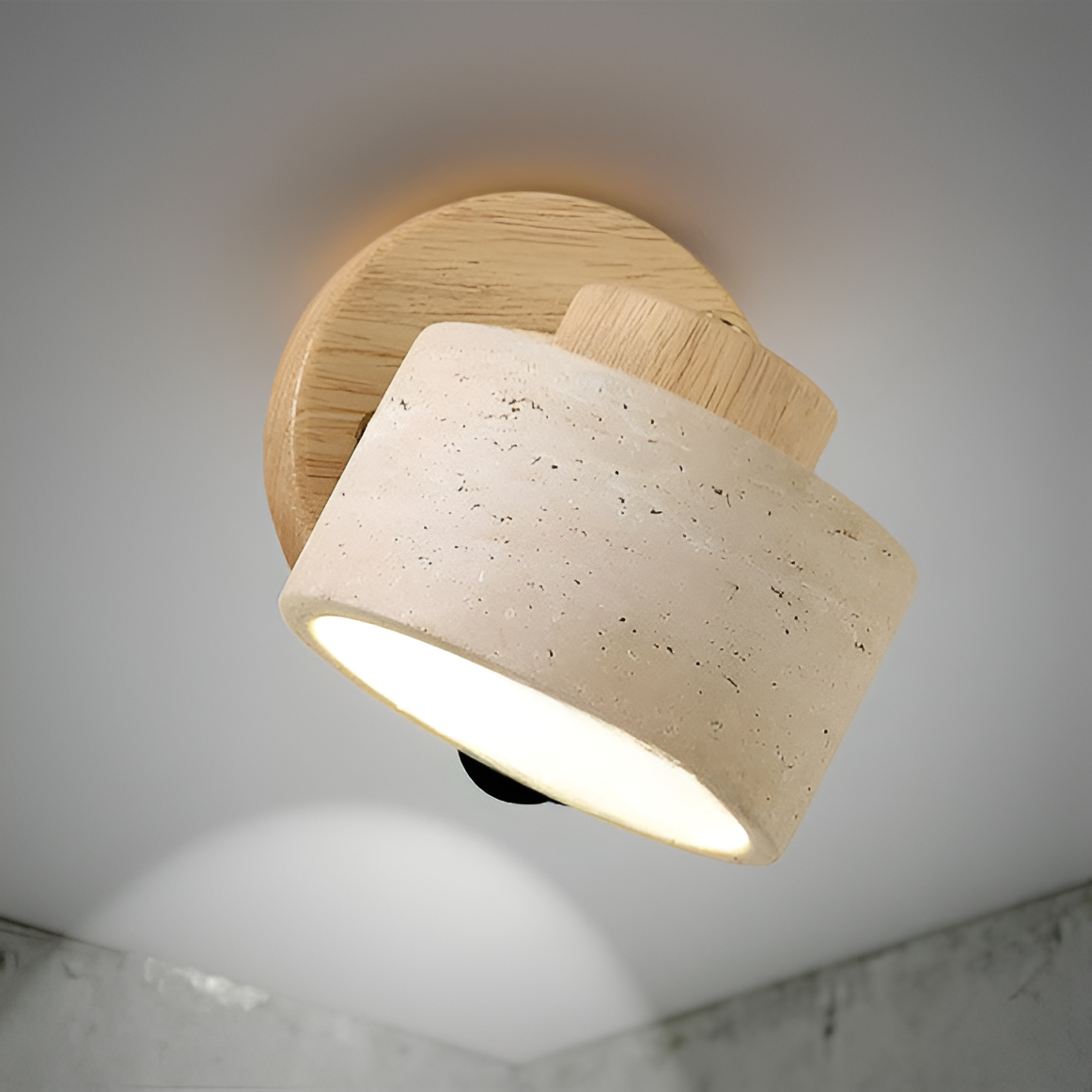 Studie Lezen Minimalistische Travertijn Steen Wandlamp