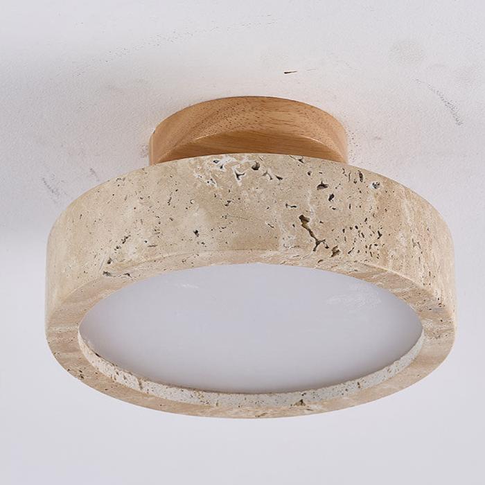 Moderne Minimalistische Travertin Ronde LED Plafondlamp 1-Licht
