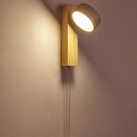 Travertine Houten Nachtkastje Wandlamp