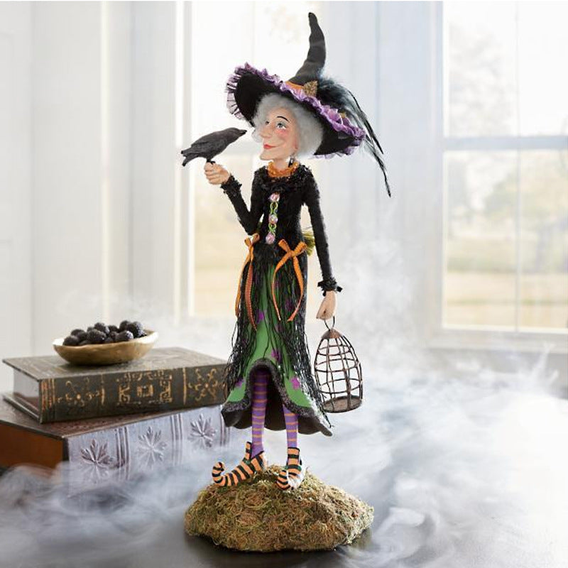 Halloween-Figurine | Handgemaakte Hexendecoratie | Hars