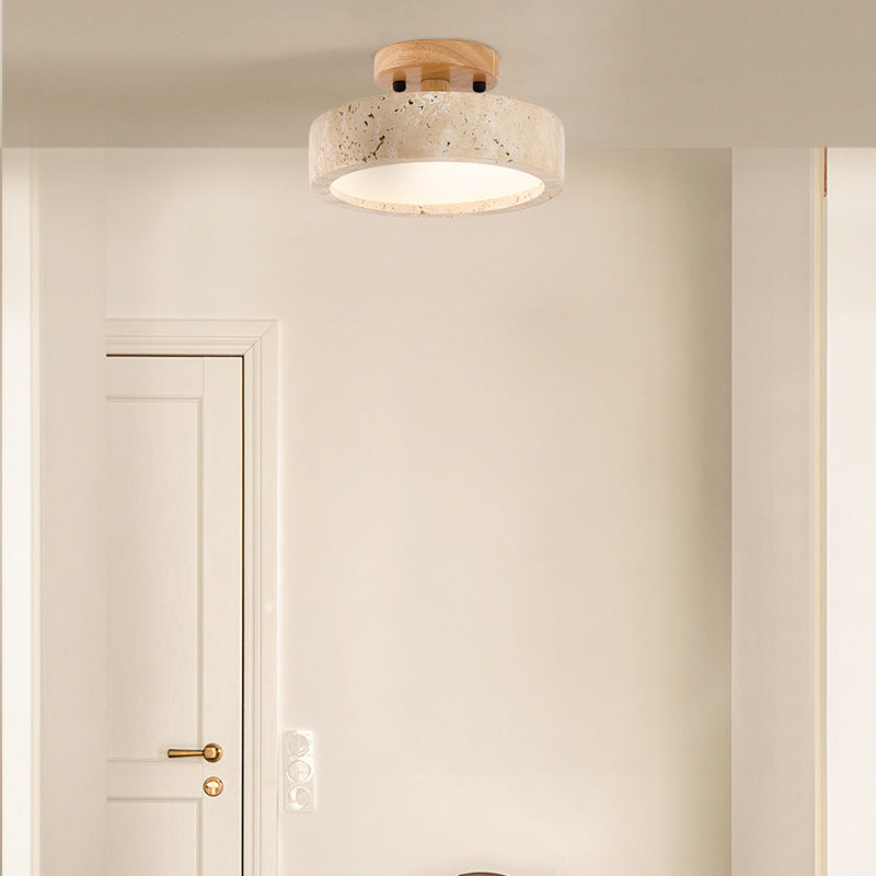 Moderne Minimalistische Travertin Ronde LED Plafondlamp 1-Licht