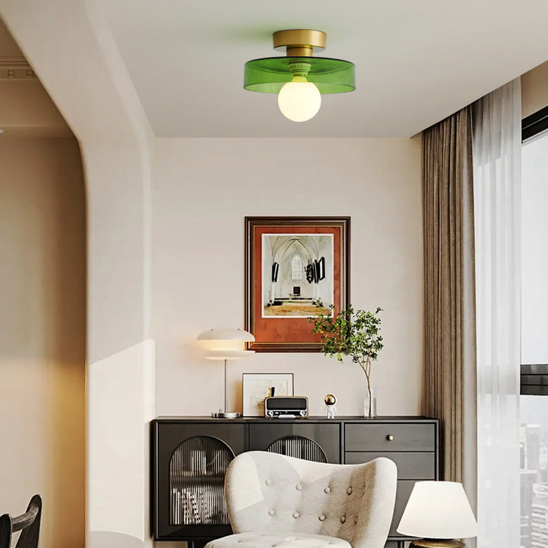 Bauhaus Glazen Plafondlamp met Ronde Kap