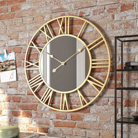 Metall Vintage Grote Maat Wandklok met Spiegel 39cm