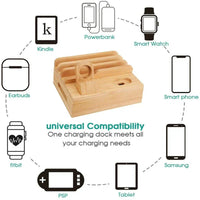 Skanto | Tekavo Bamboo Oplaadstation – 5-Poorts USB Organisator met Kabelset