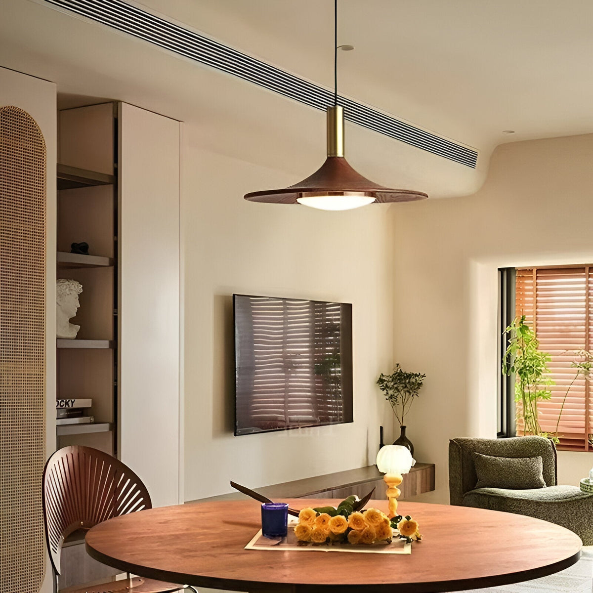 Noordse Stijl Walnoot-Finish IJzeren Hanglamp