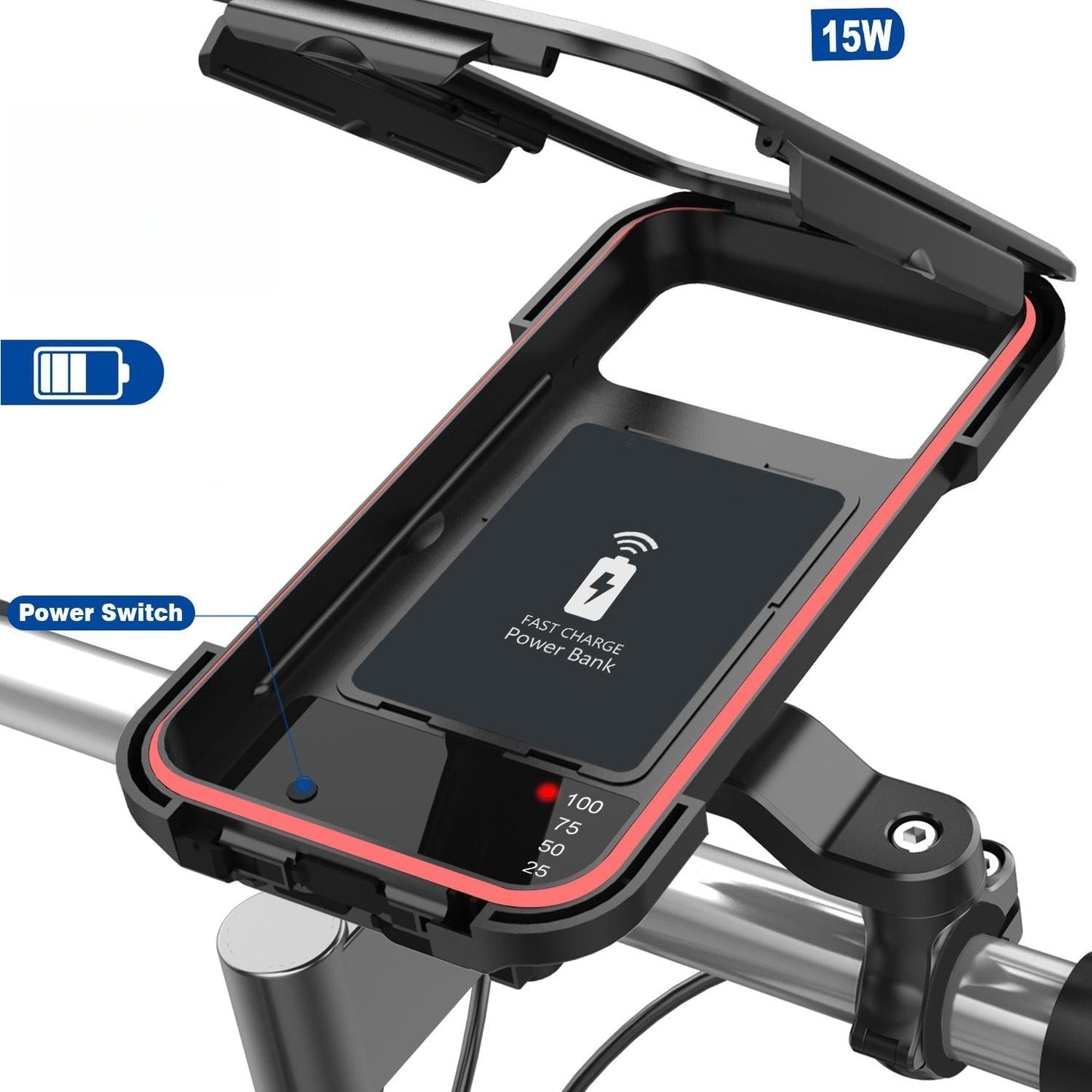 15W Powerbank - Waterdichte Houder voor Fietsstuur