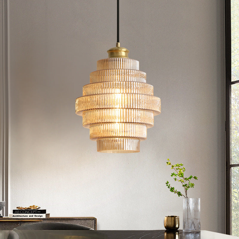 Vintage Laaghangende Glazen Lamp