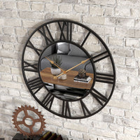 Metall Vintage Grote Maat Wandklok met Spiegel 39cm