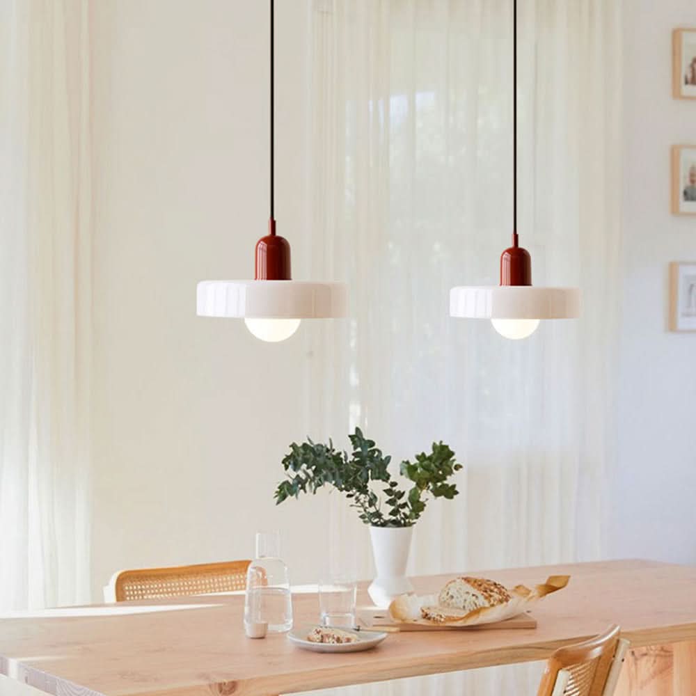 Bauhaus Hanglamp in Gekleurd Glas met Verstelbare Ophang
