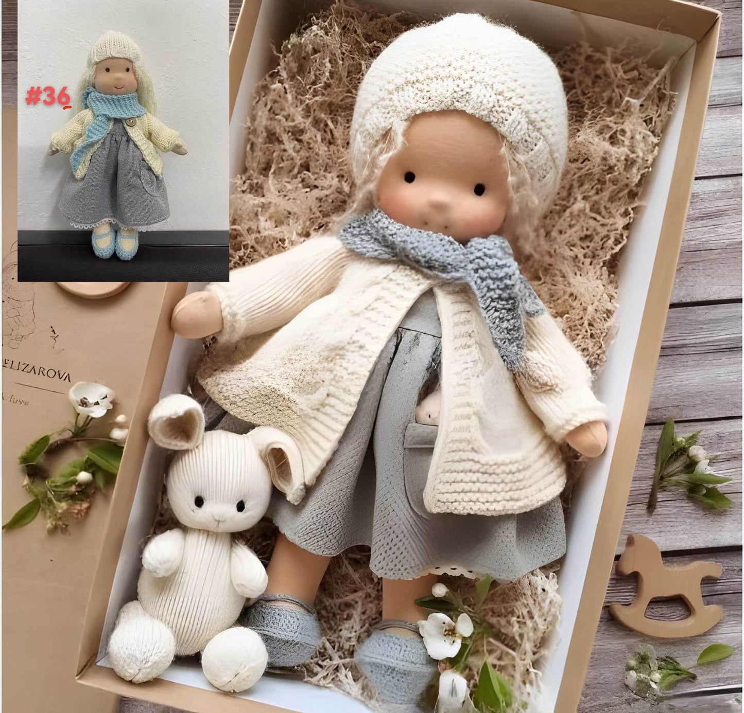 Handgemaakte Waldorf-pop “Poppi” | 35 cm | Biologisch katoen & Hypoallergene textiel | Educatief waardevol speelgoed | Haptische sensorische stimulatie