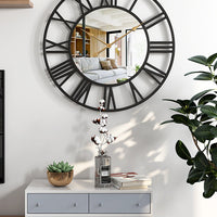Metall Vintage Grote Maat Wandklok met Spiegel 39cm