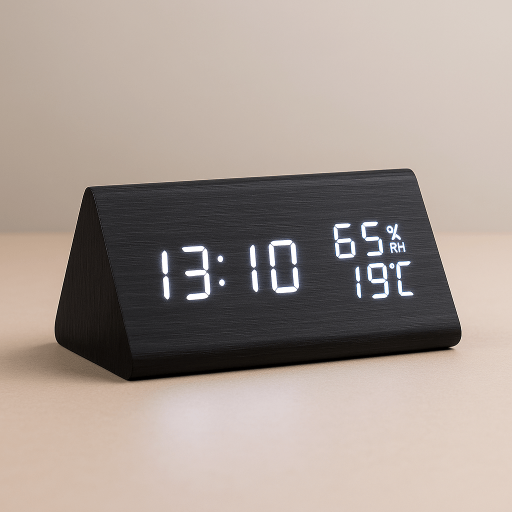 ECOCLOCK – Minimalistische Digitale Houten Klok met Temperatuurweergave & Lichtregeling