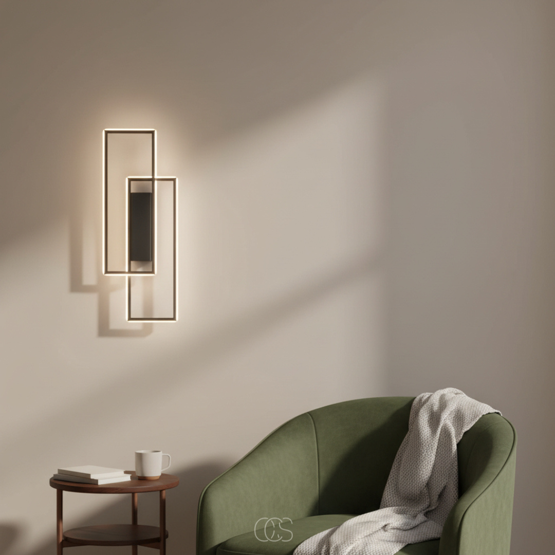 Rechthoekige Geometrische LED Wandlamp - Drie lichtkleuren in één lamp