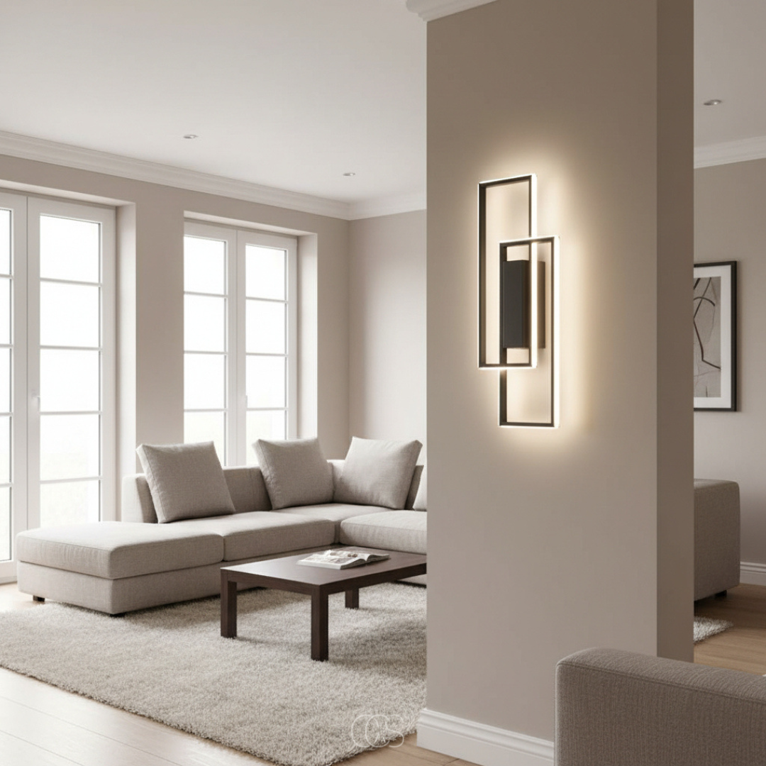 Rechthoekige Geometrische LED Wandlamp - Drie lichtkleuren in één lamp