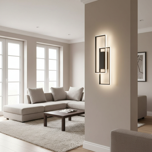 Rechthoekige Geometrische LED Wandlamp - Drie lichtkleuren in één lamp