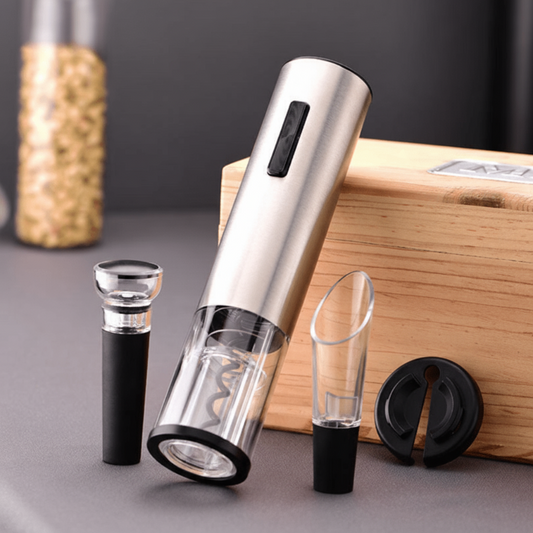 Vinolux – 4-in-1 Elektrische Wijnopener – Kurkentrekker met Gietmond, Foliesnijder & Vacuümstopper voor een moeiteloze wijnervaring