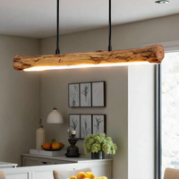 Houten Hanglamp met Dimbare LED Verlichting voor Eettafel met Warm Natuurlijke Ontwerp