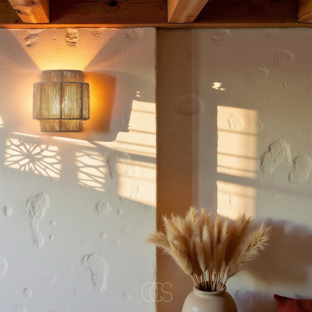 Rieten Boho Wandlamp