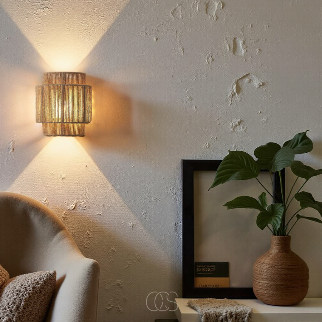 Rieten Boho Wandlamp