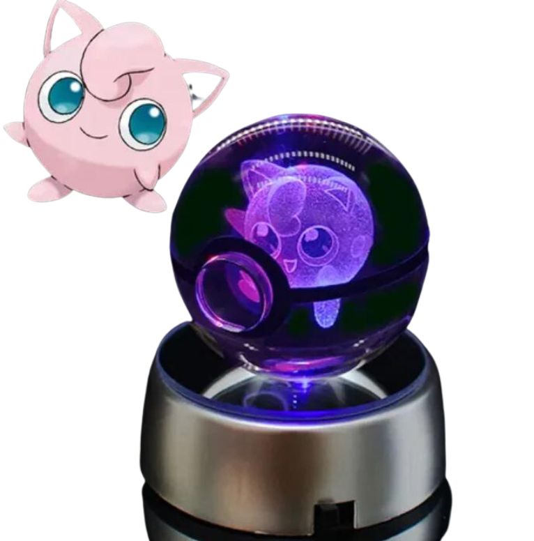 CrystalMon | 3D-gegraveerde kristallen bol met LED Licht Voet