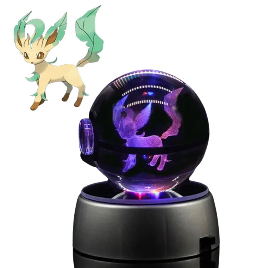 CrystalMon | 3D-gegraveerde kristallen bol met LED Licht Voet