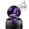 CrystalMon | 3D-gegraveerde kristallen bol met LED Licht Voet