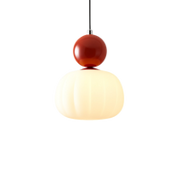 Opal glazen hanglamp met gekleurde bolkap
