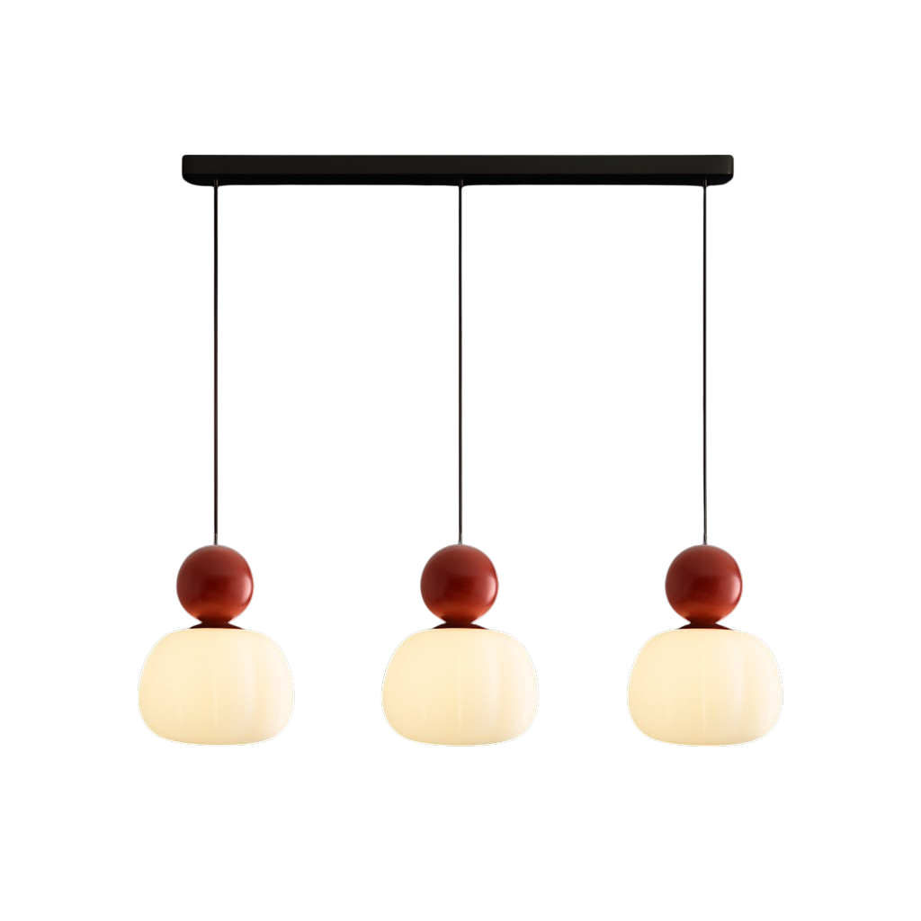 Opal glazen hanglamp met gekleurde bolkap