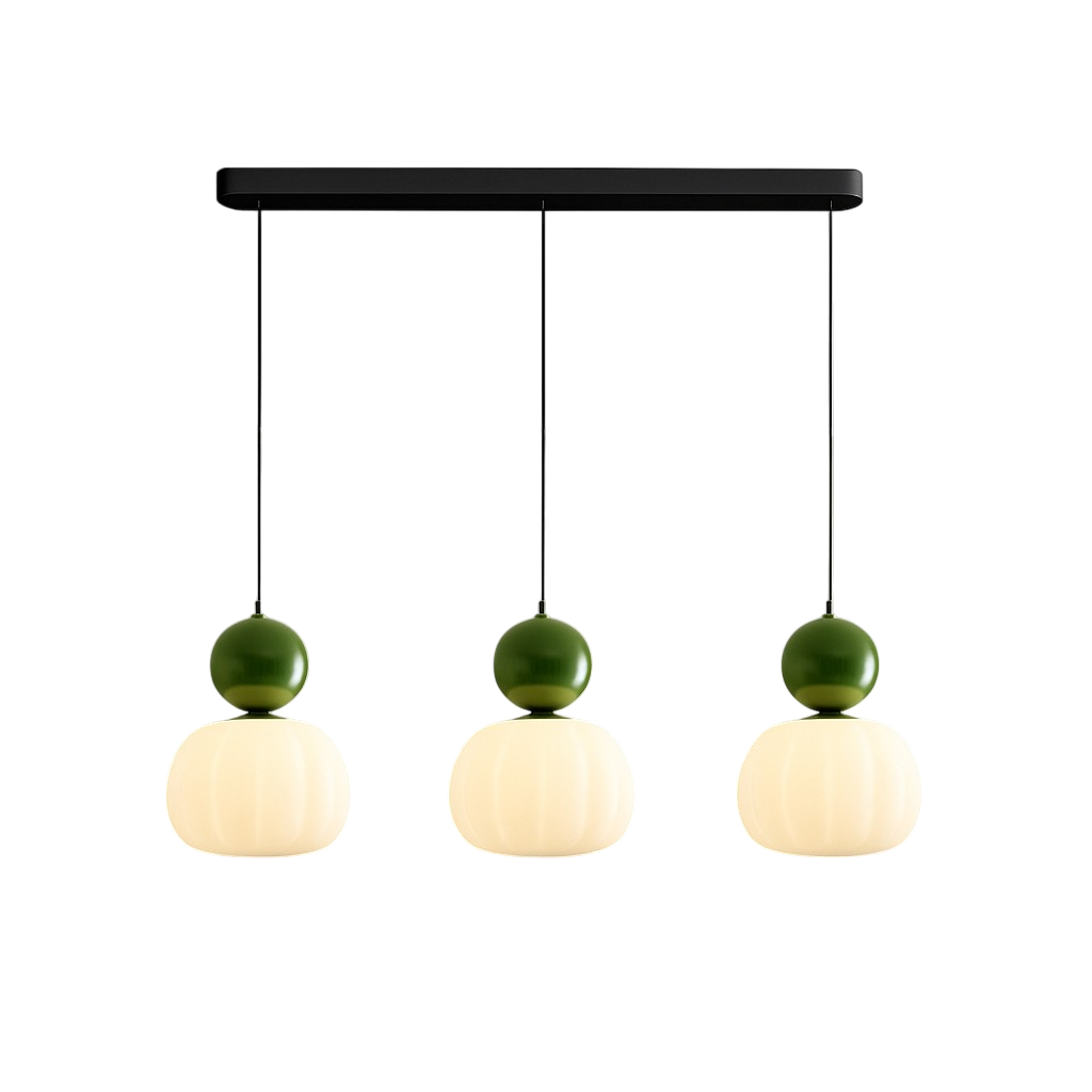 Opal glazen hanglamp met gekleurde bolkap