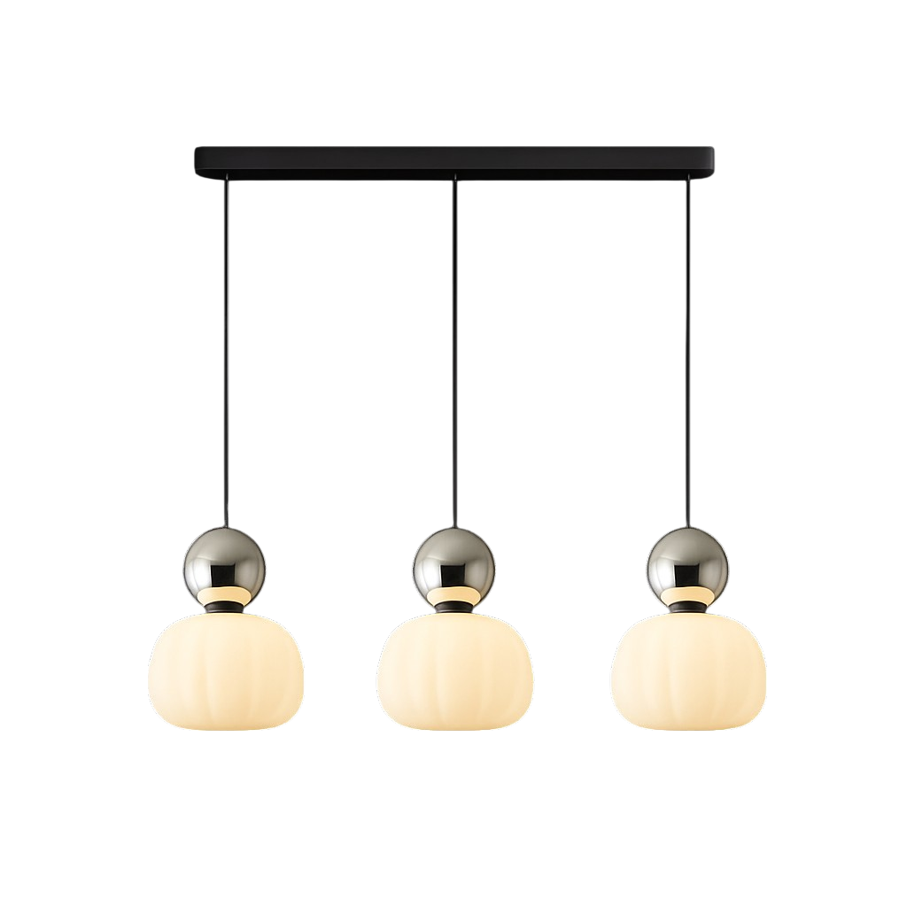 Opal glazen hanglamp met gekleurde bolkap