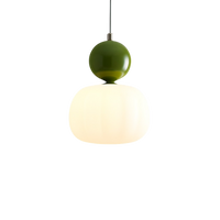 Opal glazen hanglamp met gekleurde bolkap