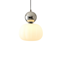Opal glazen hanglamp met gekleurde bolkap