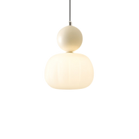 Opal glazen hanglamp met gekleurde bolkap