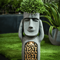 Zonne-energie Tuinsculptuur Set met Steen-effect Mensfiguren