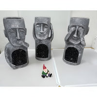 Zonne-energie Tuinsculptuur Set met Steen-effect Mensfiguren
