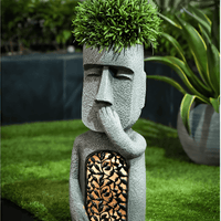 Zonne-energie Tuinsculptuur Set met Steen-effect Mensfiguren