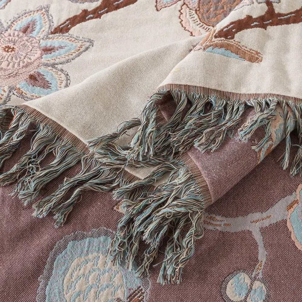 Orchid Trail Floral Katoenen Tassel Beddeken
