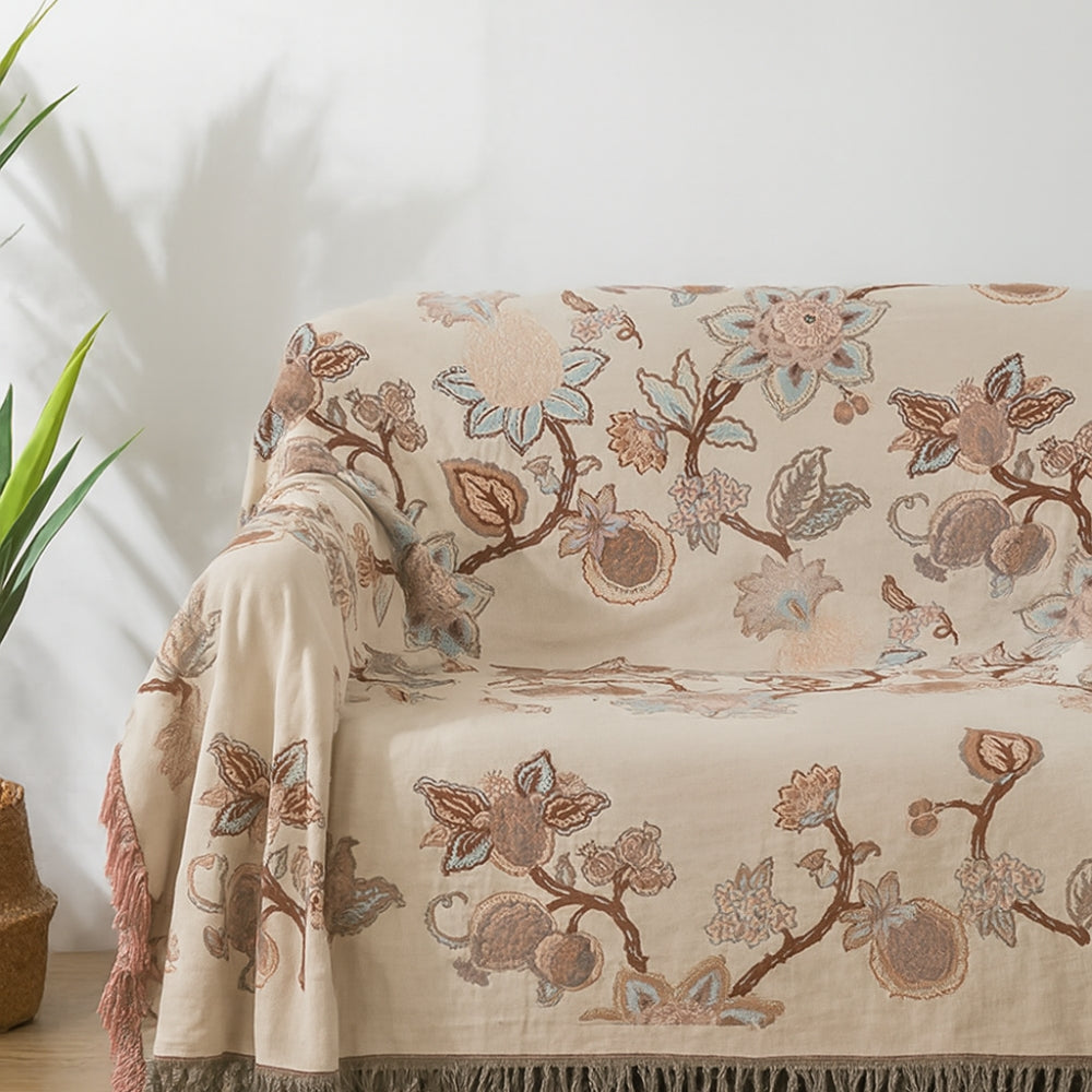 Orchid Trail Floral Katoenen Tassel Beddeken