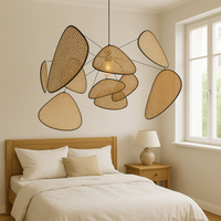Organische Rieten Sculptuur Hanglamp